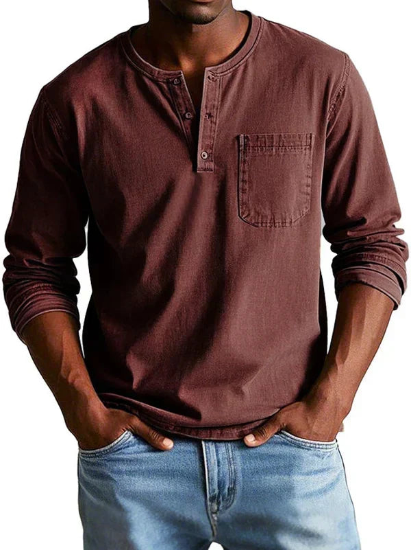 Jonas™ | Pohodlné Henley tričko s dlhým rukávom
