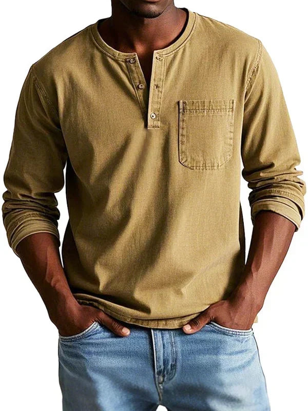 Jonas™ | Pohodlné Henley tričko s dlhým rukávom
